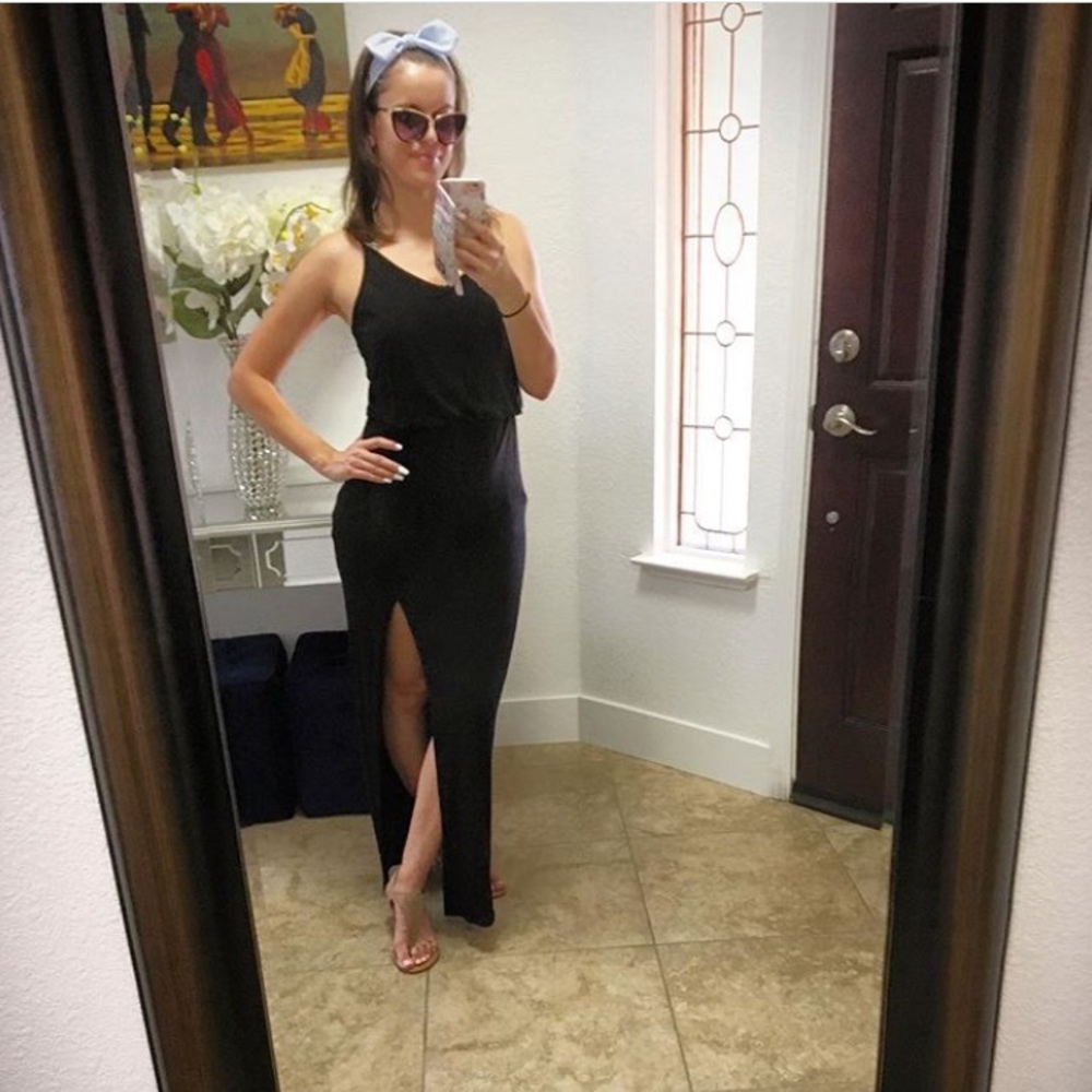 Black side slit maxi dress