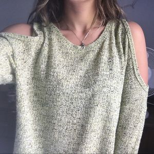 NORDSTROM green cut-out shoulder top.