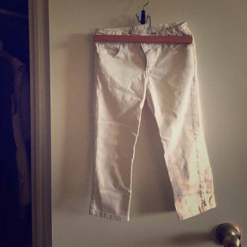 Kids White Cropped Jeans