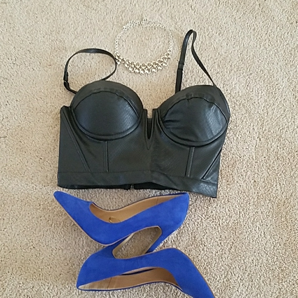 NWOT Leather Crop Top