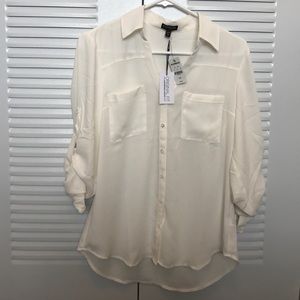 Off white convertible sleeve shirt by Express