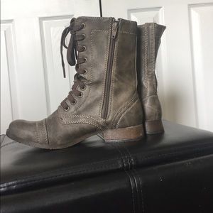 Brown combat boots