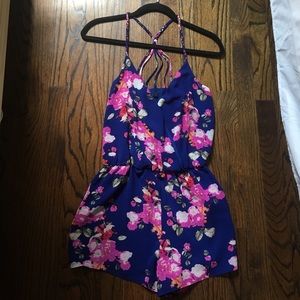 Blue Floral Romper