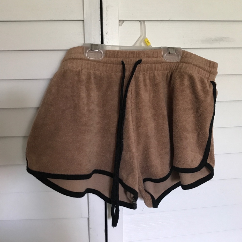 Polyester brown loose shorts
