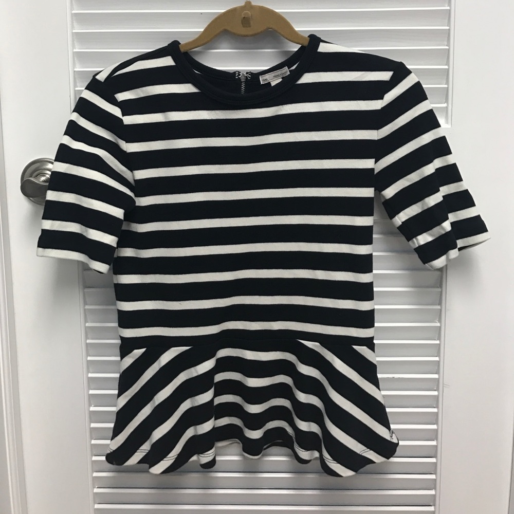Navy and White Peplum Shirt