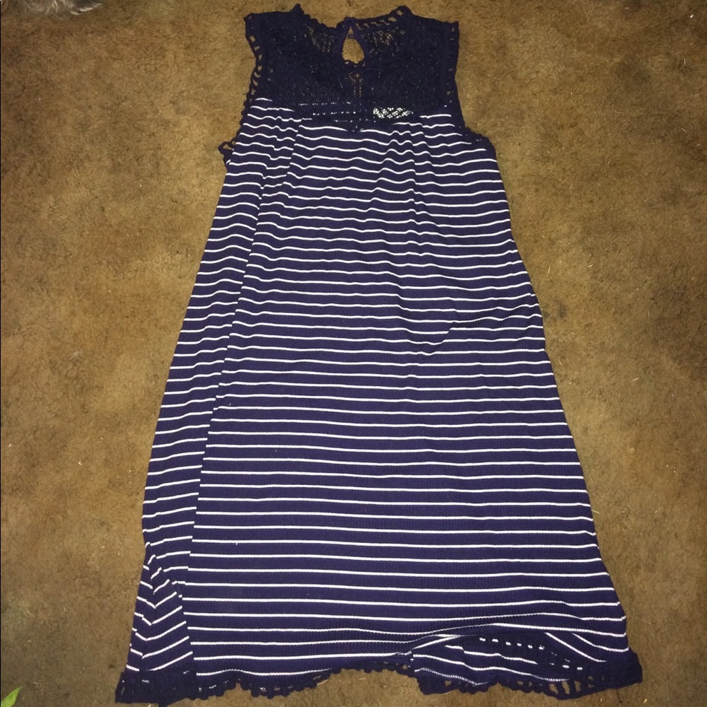 Navy and white striped dress