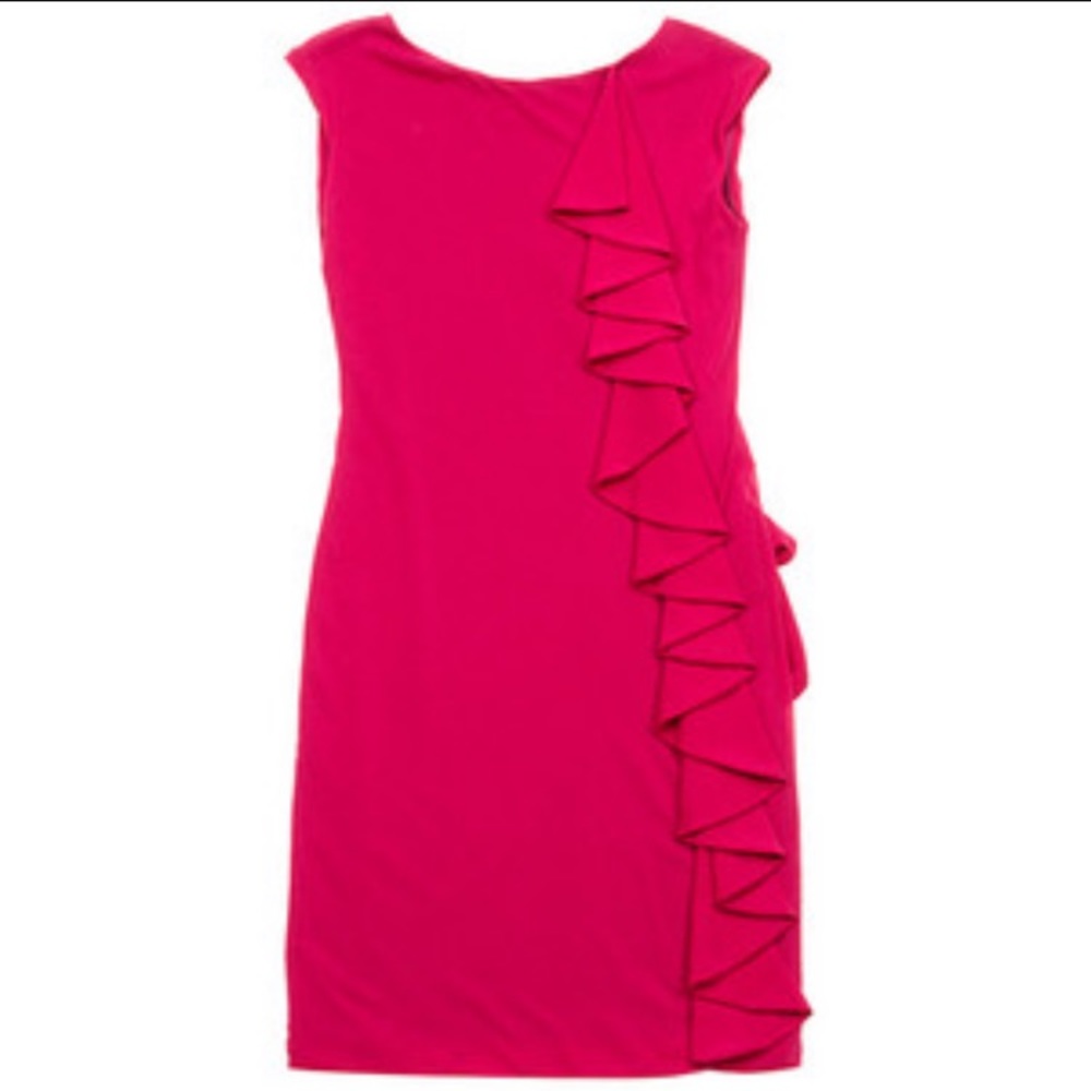 Vivienne Tam hot pink ruffle tank dress