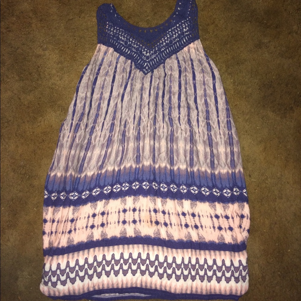 Navy, pink and light purple dress