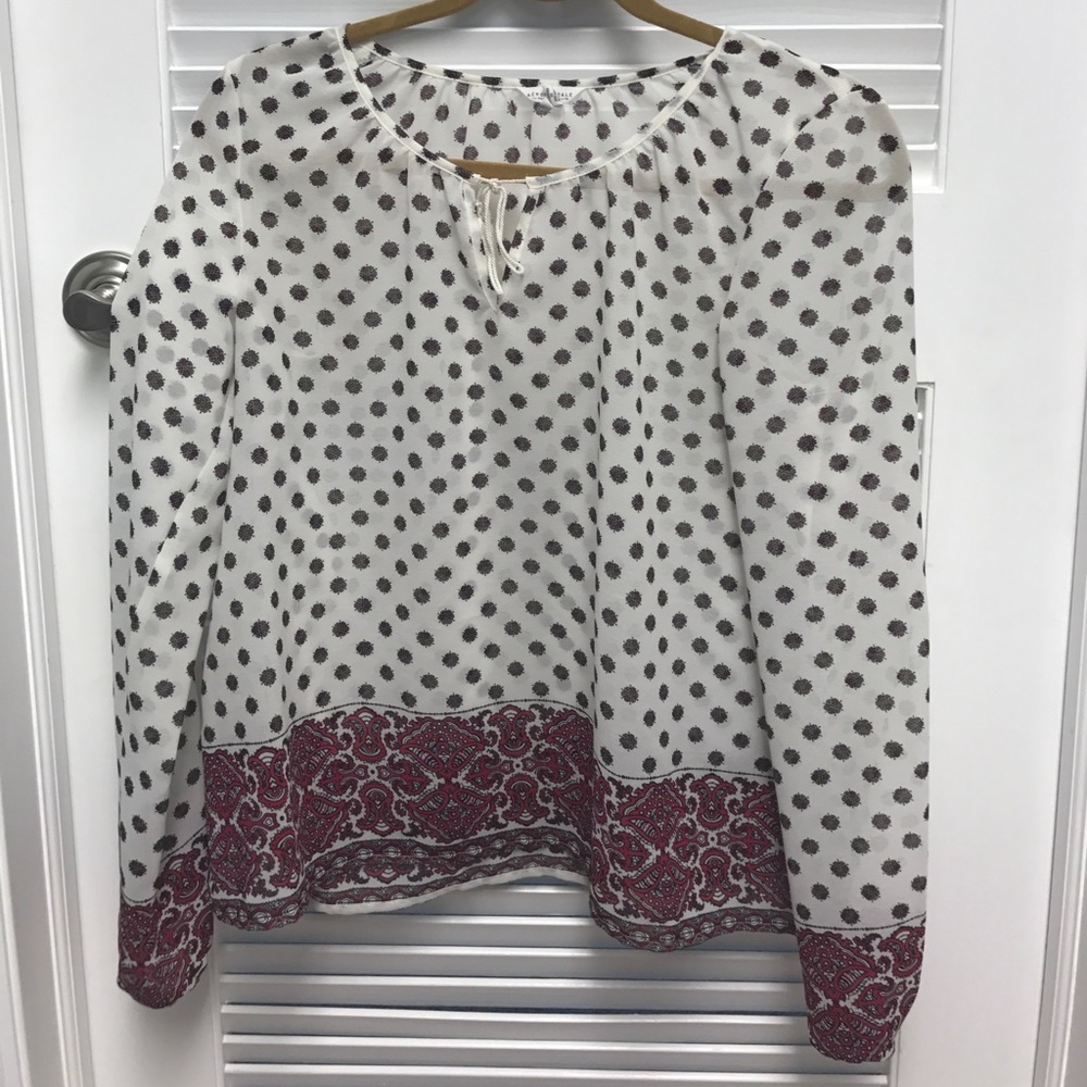 White patterned peasant top