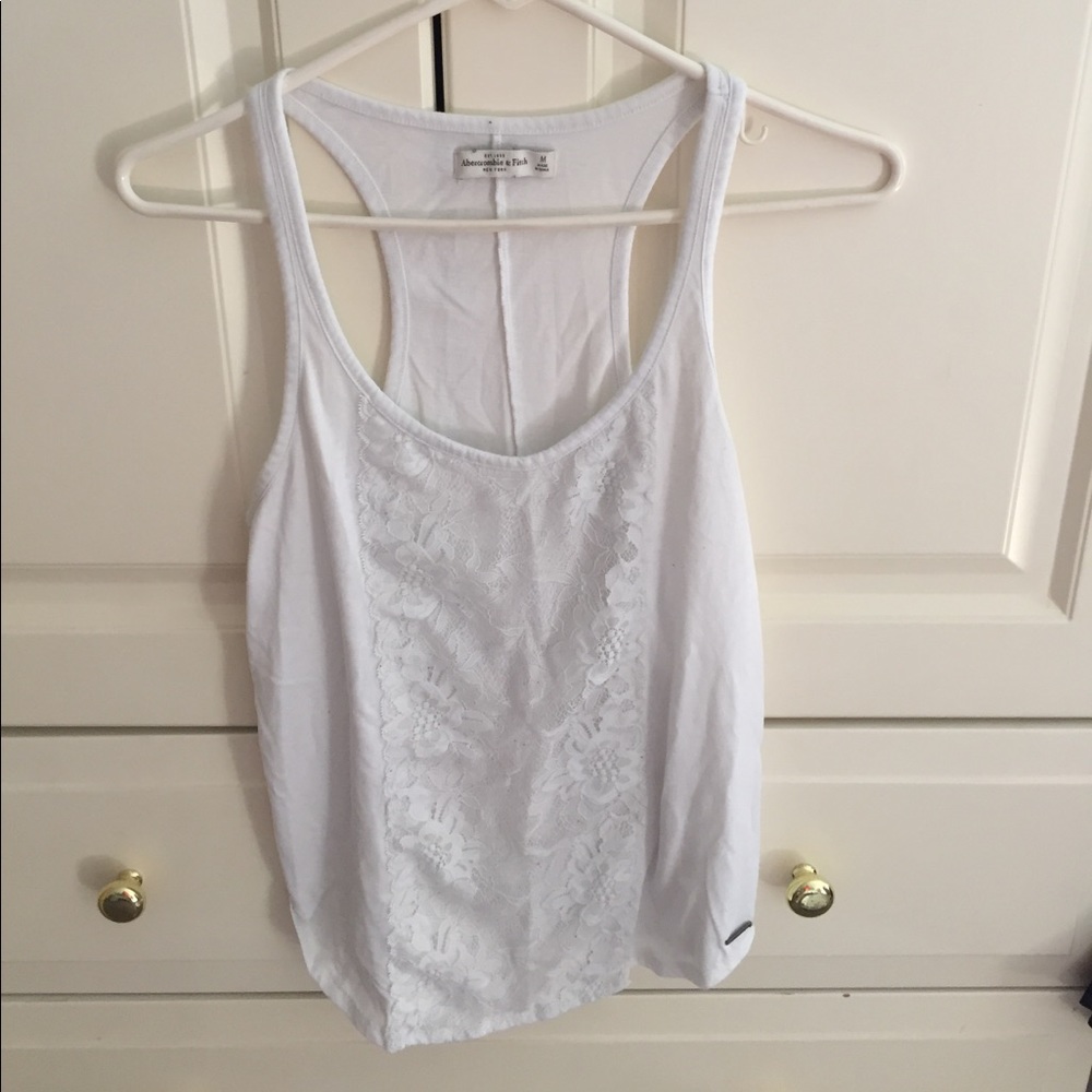 Abercrombie and fitch white tank top with lace
