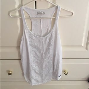 Abercrombie and fitch white tank top with lace