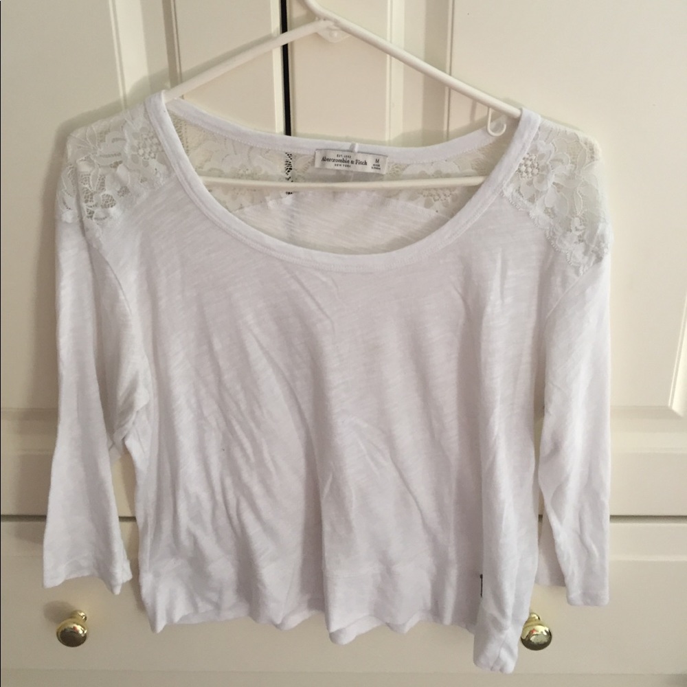 Abercrombie and fitch white shirt with lace detail