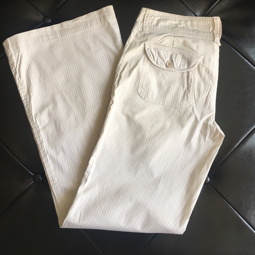 Striped wide leg cotton pants