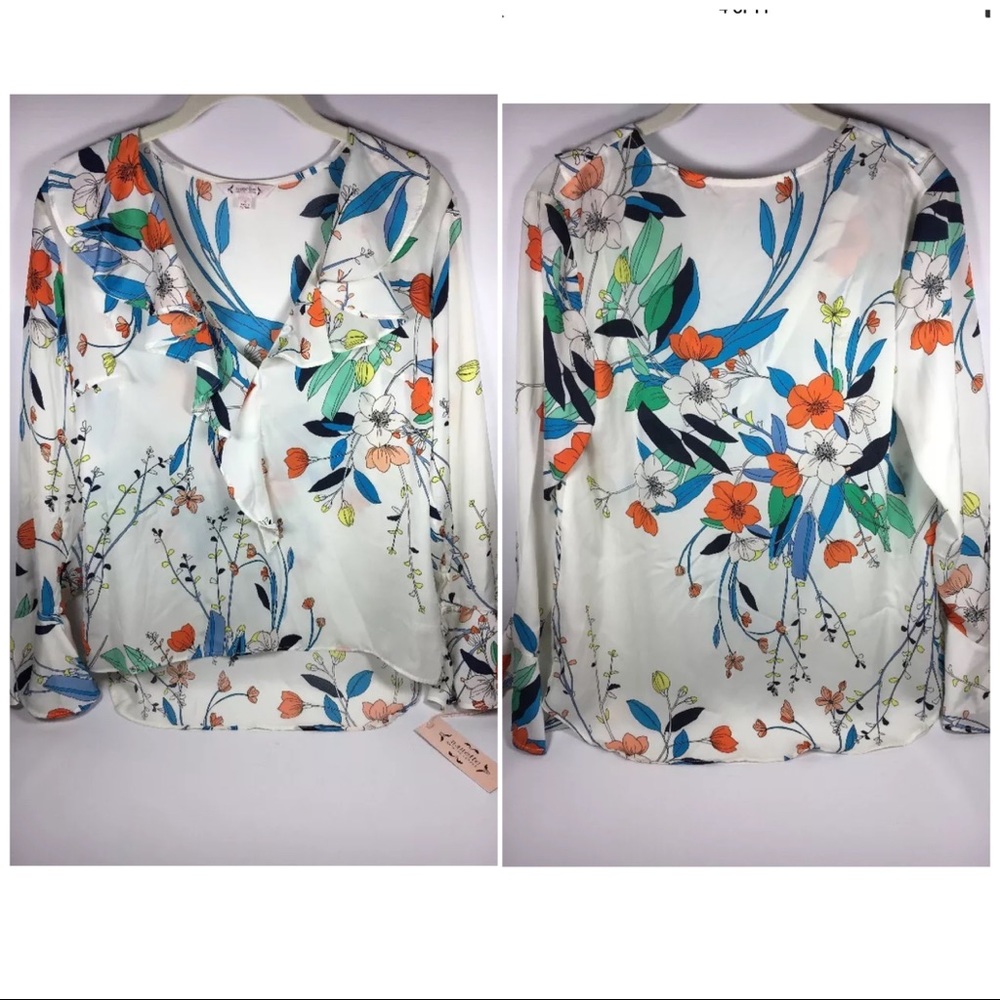 Nanette Lepore Floral Ruffle Long Sleeve BlouseNWT