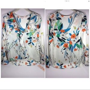 Nanette Lepore Floral Ruffle Long Sleeve BlouseNWT