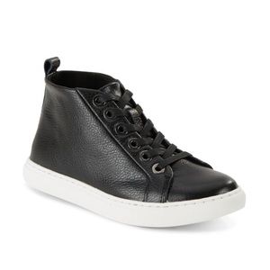 Black leather high top sneakers!! Size 9