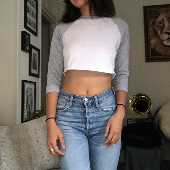 AMERICAN APPAREL BASEBALL TEE CROPPED - Picture 2 of 4