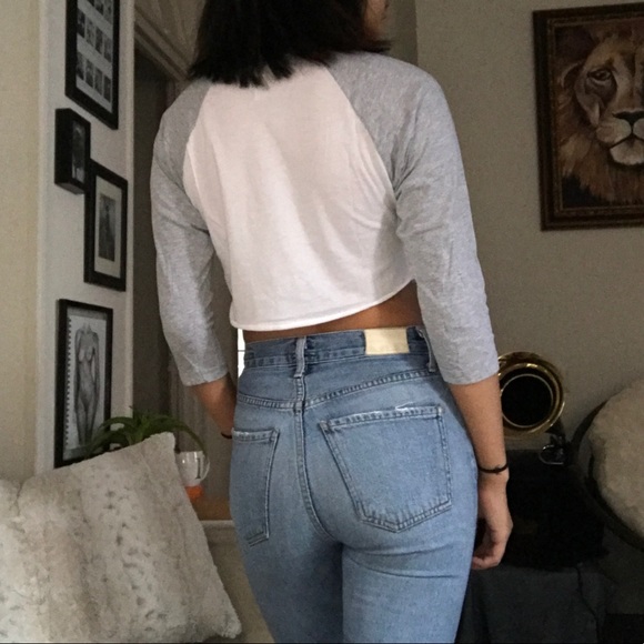 AMERICAN APPAREL BASEBALL TEE CROPPED - Picture 3 of 4