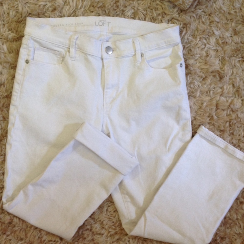 Loft Modern Kick Crop White Jeans-28/6