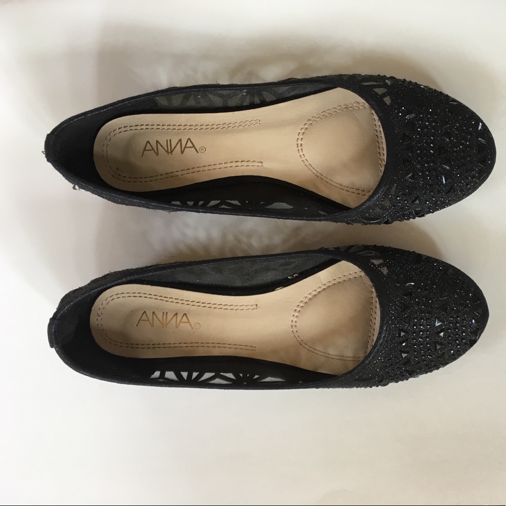 ANNA black sparkle flats