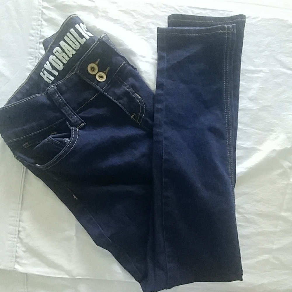 Hydraulic High Waisted Dark Wash Skinny Jeans