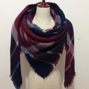 ⭐️SALE⭐️ Red, White, & Blue Tartan Blanket Scarf