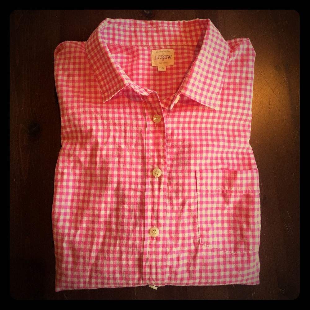 J.Crew pink and white button-down shirt, xs