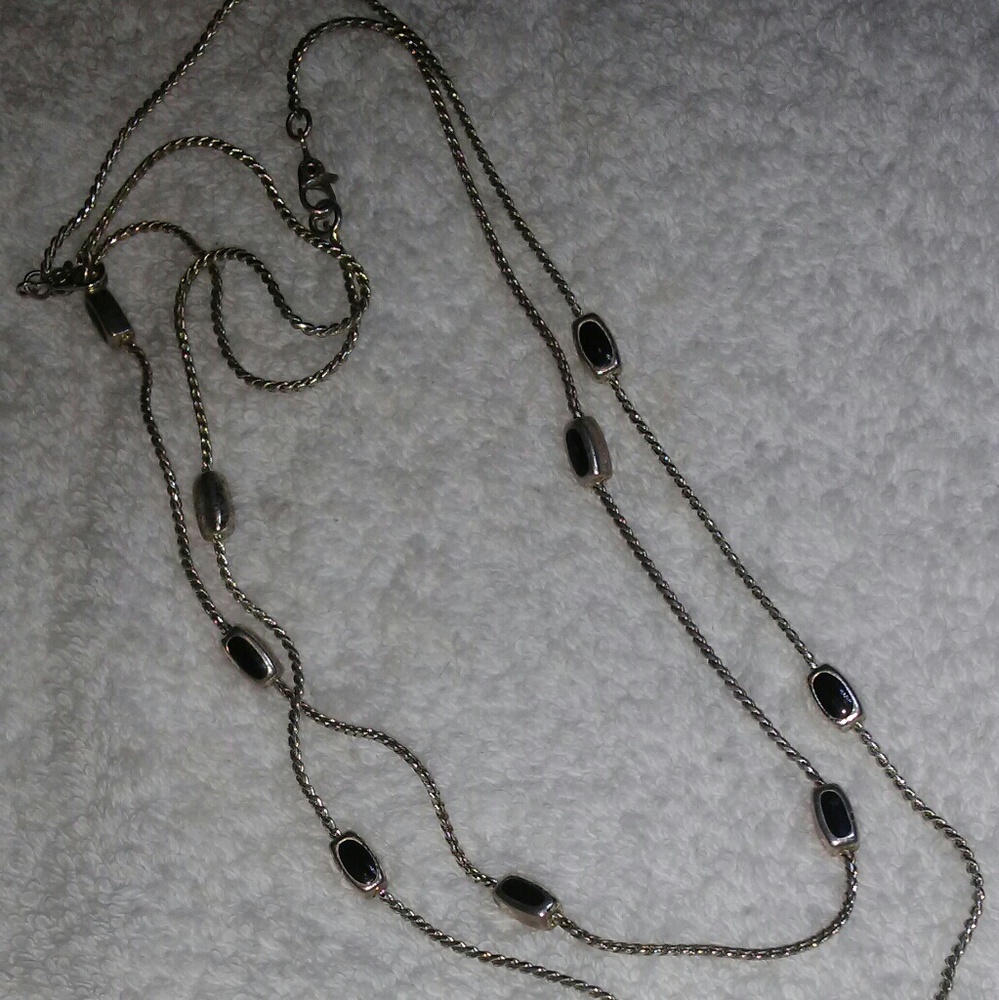 Silver and black necklace