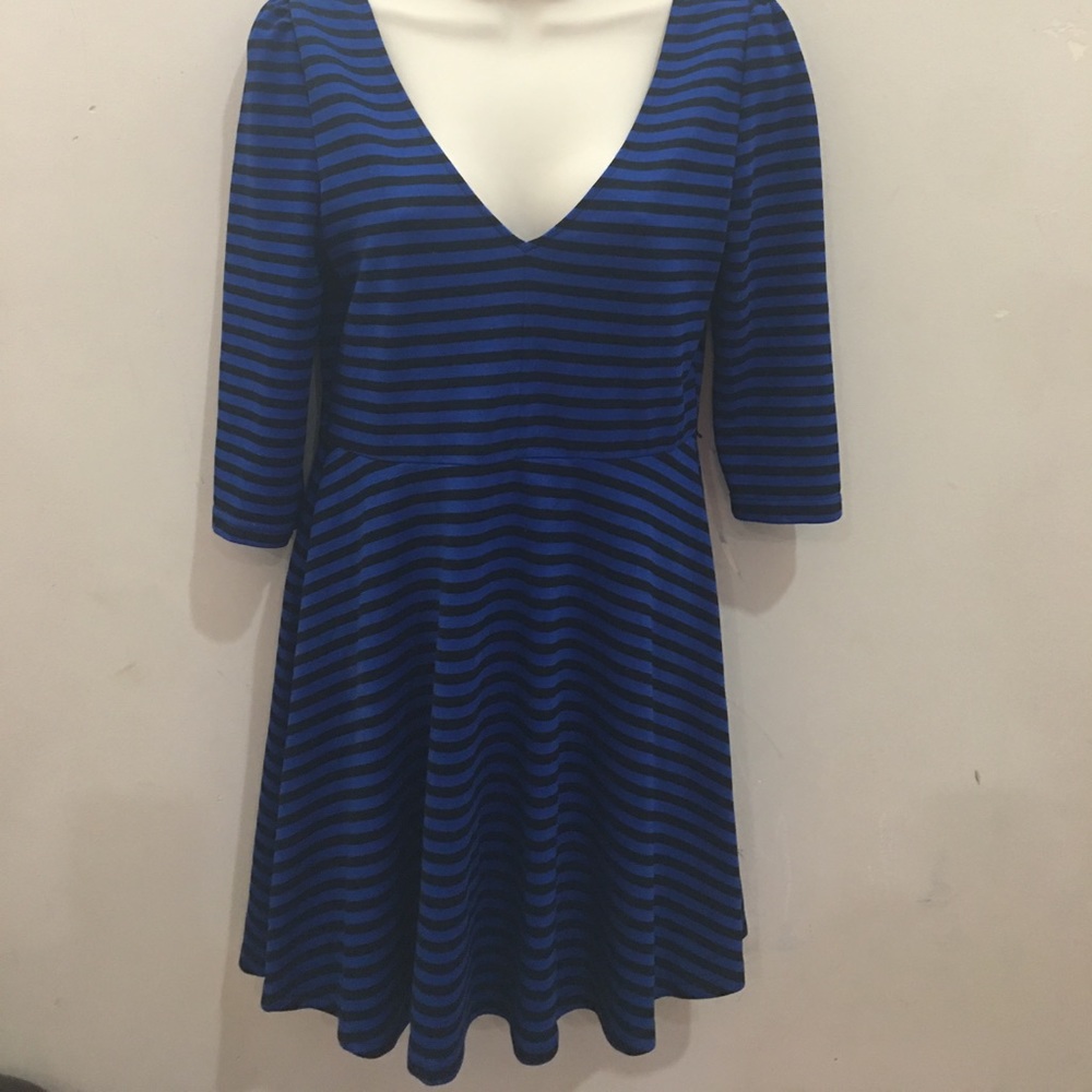 Fit and flare striped mini dress size 8
