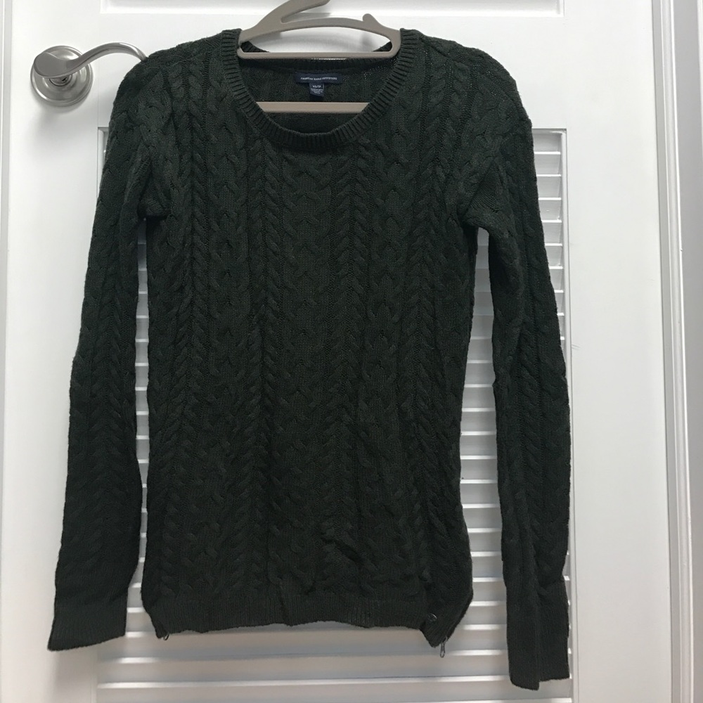 Army Green Cable Knit Sweater