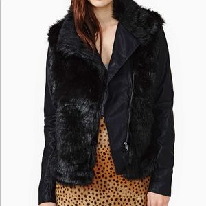 BLANK NYC faux leather & fur jacket