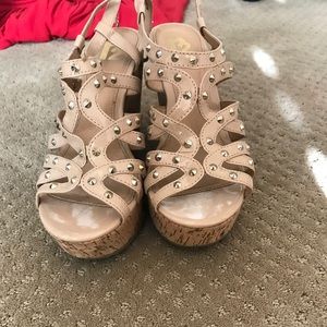 Studded Nude Wedges