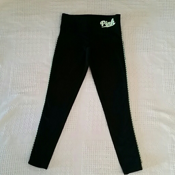 PINK Victoria's Secret Pants - VS Pink yoga tights black neon small leggings