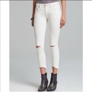 Free People high rise white skinny jeans