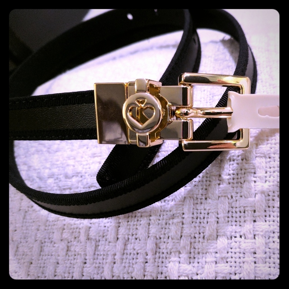 Kate Spade Black reversible belt Gold Buckle NWT
