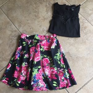 Black Floral Skirt