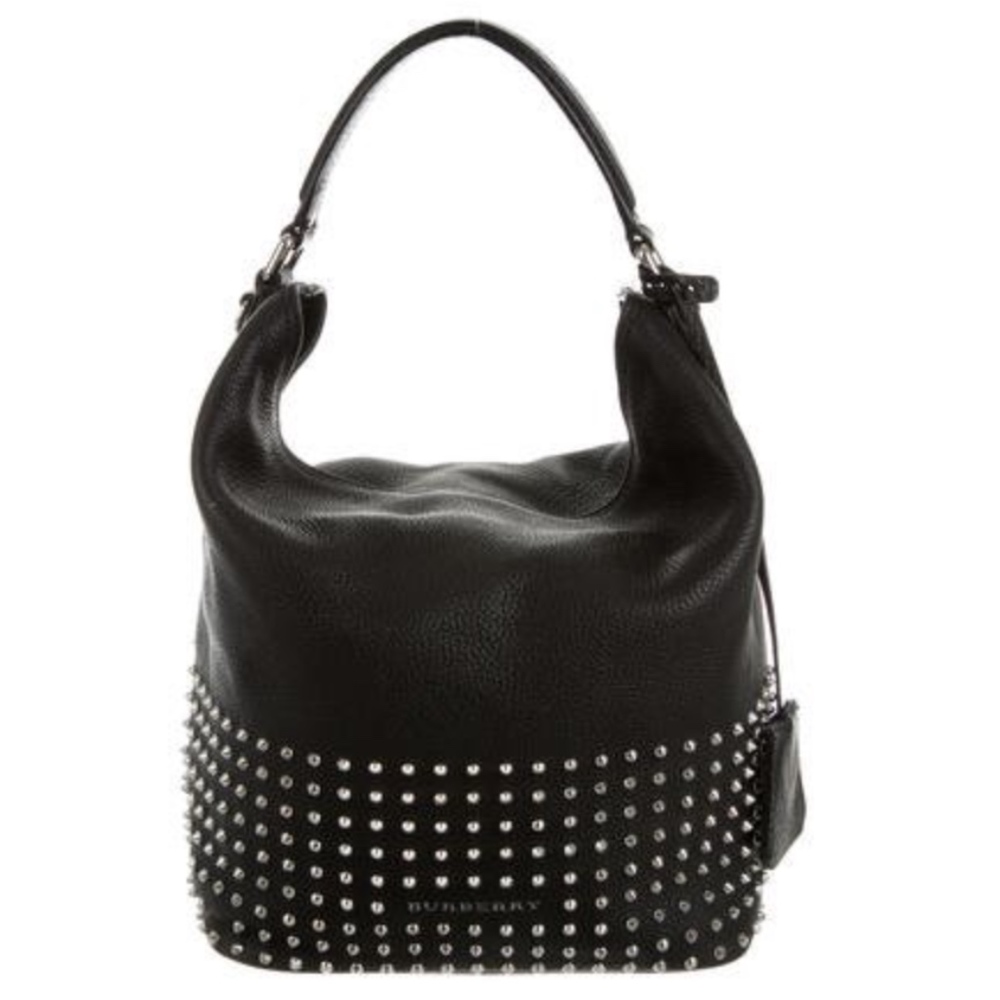 BURBERRY Susanna Med. Studded Leather Bucket Hobo