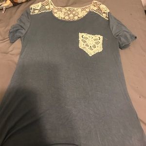 Blue and white lace shirt