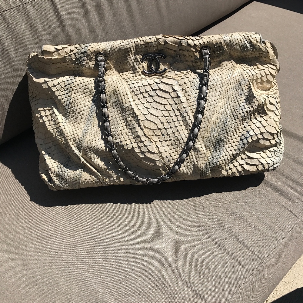 CHANEL Python Tote Jumbo Size
