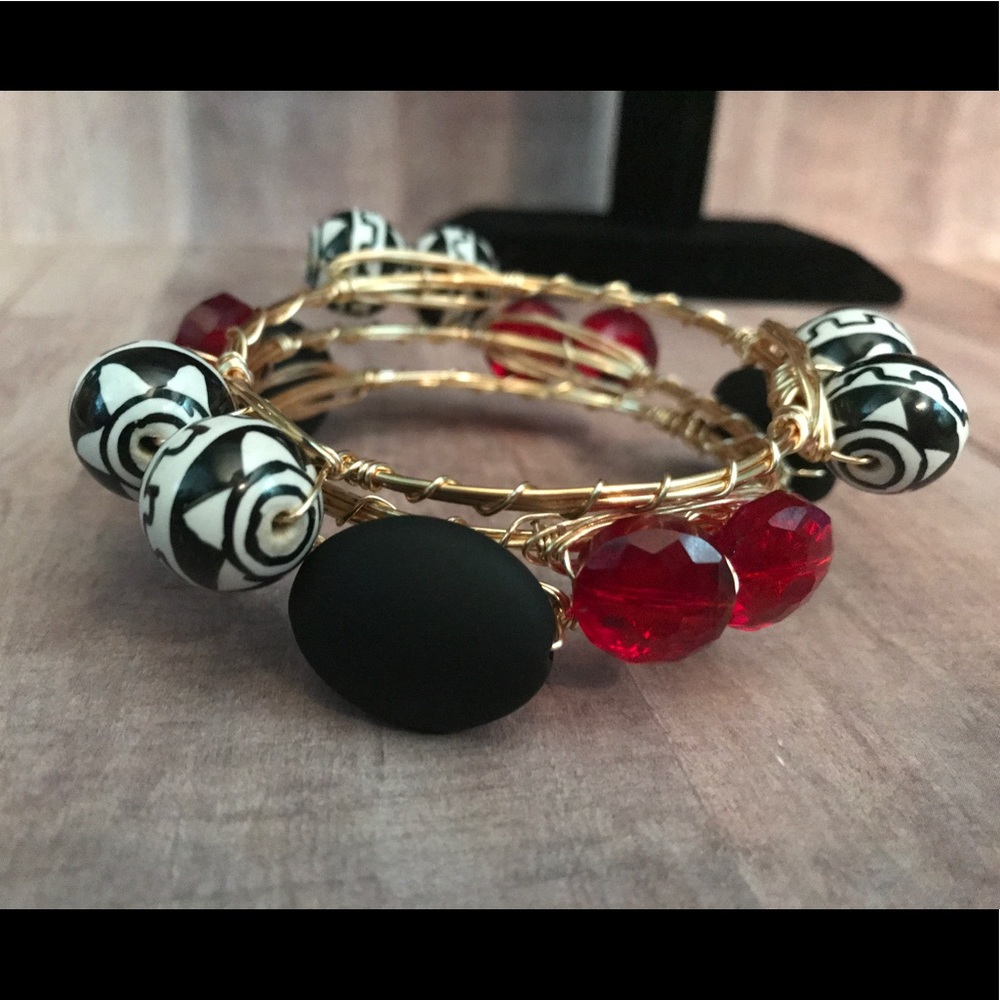 Set of 3 Wire wrapped bangle bracelets