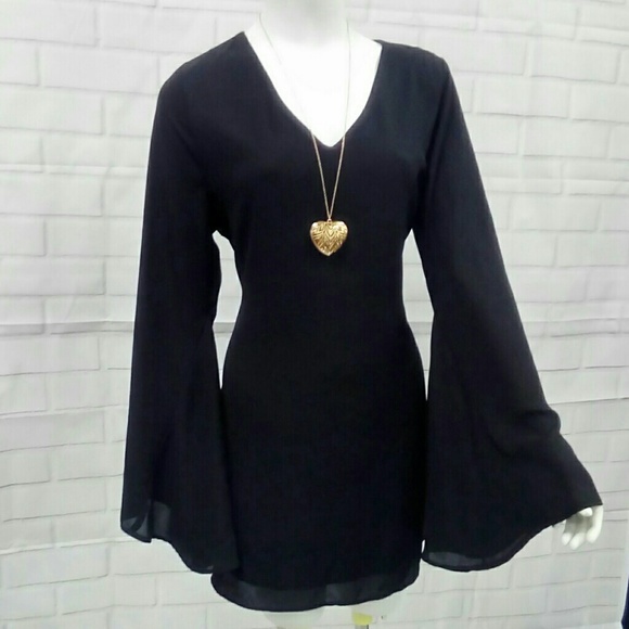 Carmella Black Belle Sleeve Dress Sz. L - Picture 1 of 5