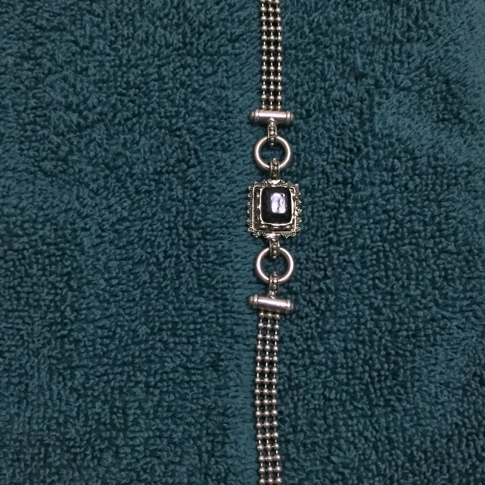 ♣️ Antique Silver Gunmetal &Black Onyx Bracelet 7"