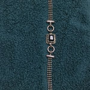 ♣️ Antique Silver Gunmetal &Black Onyx Bracelet 7"