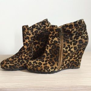 Leopard Print Wedge Booties