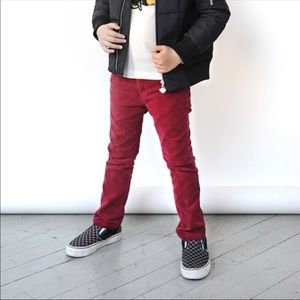 APPAMAN Burgundy Slim Fit Corduroy Pants 6
