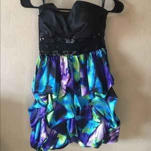 Strapless colorful homecoming dress