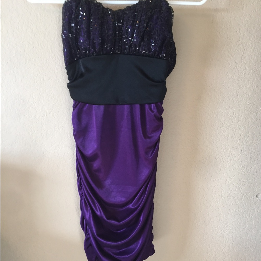 Strapless Purple Homecoming Dress