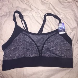 Pink strappy sports bra