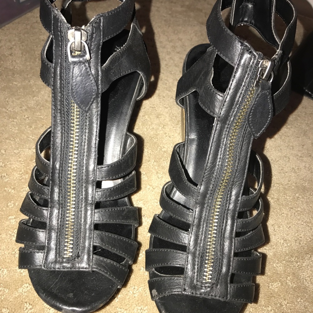 Black zip up wedges