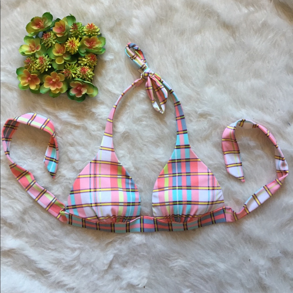 Victoria's Secret plaid bikini tie top multicolor - Picture 1 of 7